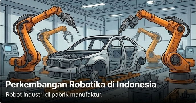 Robot industri di pabrik manufaktur.